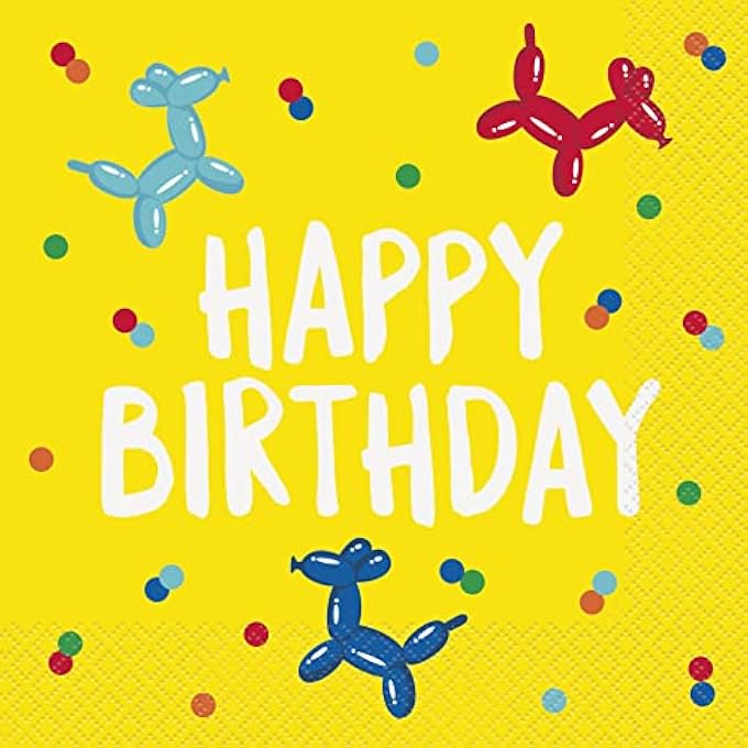 21932 PAPER NAPKINS-16.5 CM-BALLOON DOG BIRTHDAY PARTY-16 COUNT (PACK OF 1), MULTICOLOUR